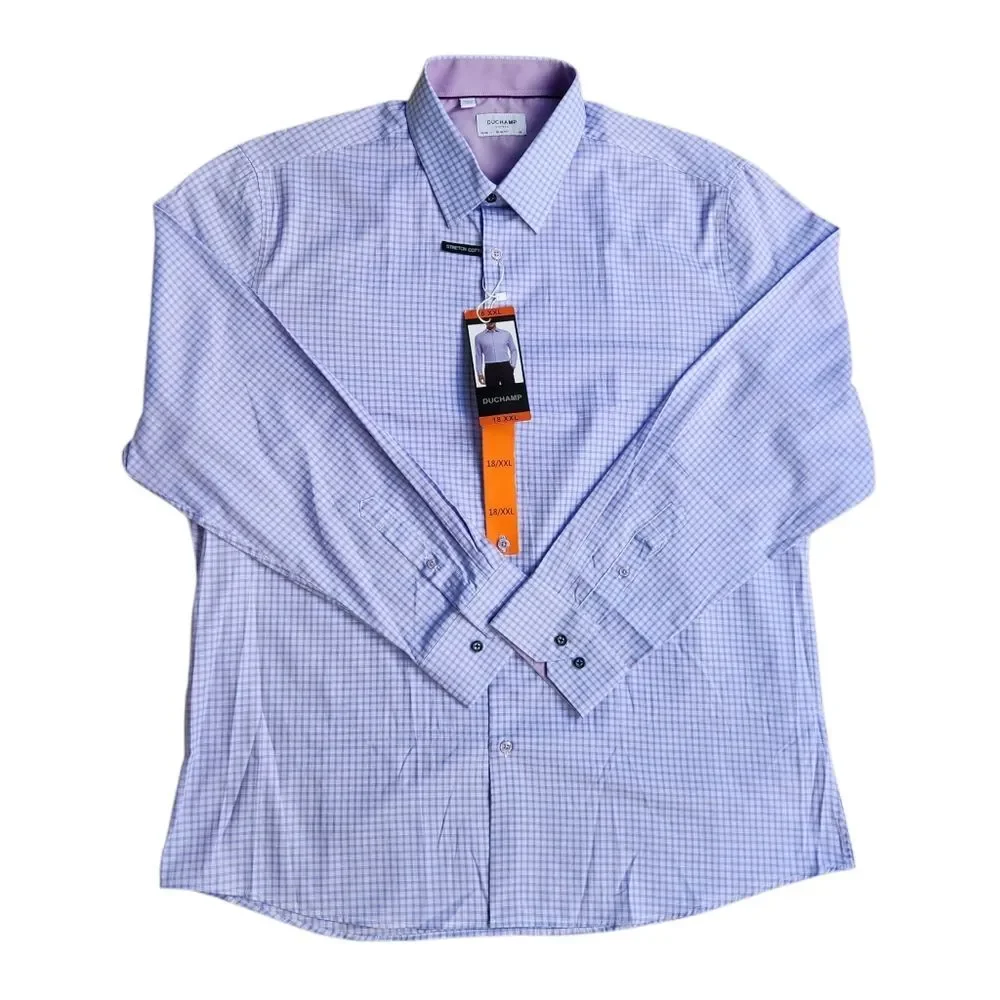 Duchamp London Men Formal Luxury Long Sleeve Shirt Slim Fit Stretch Cotton XXL - Picture 6 of 13